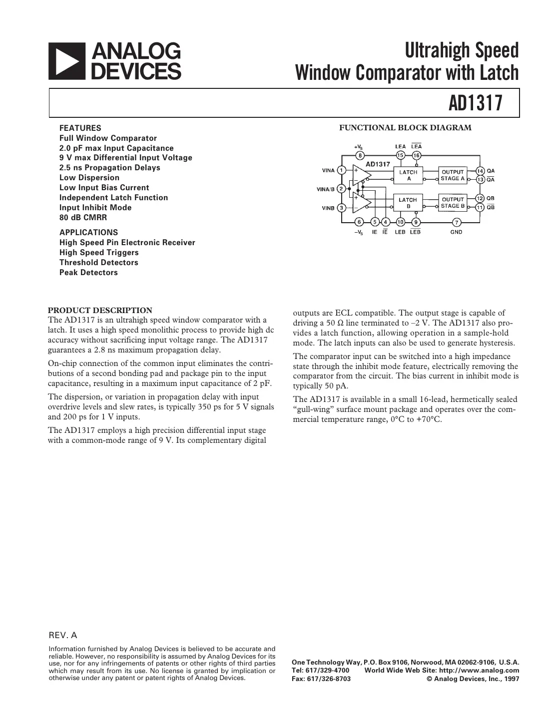ad1317 Datasheet Page 1