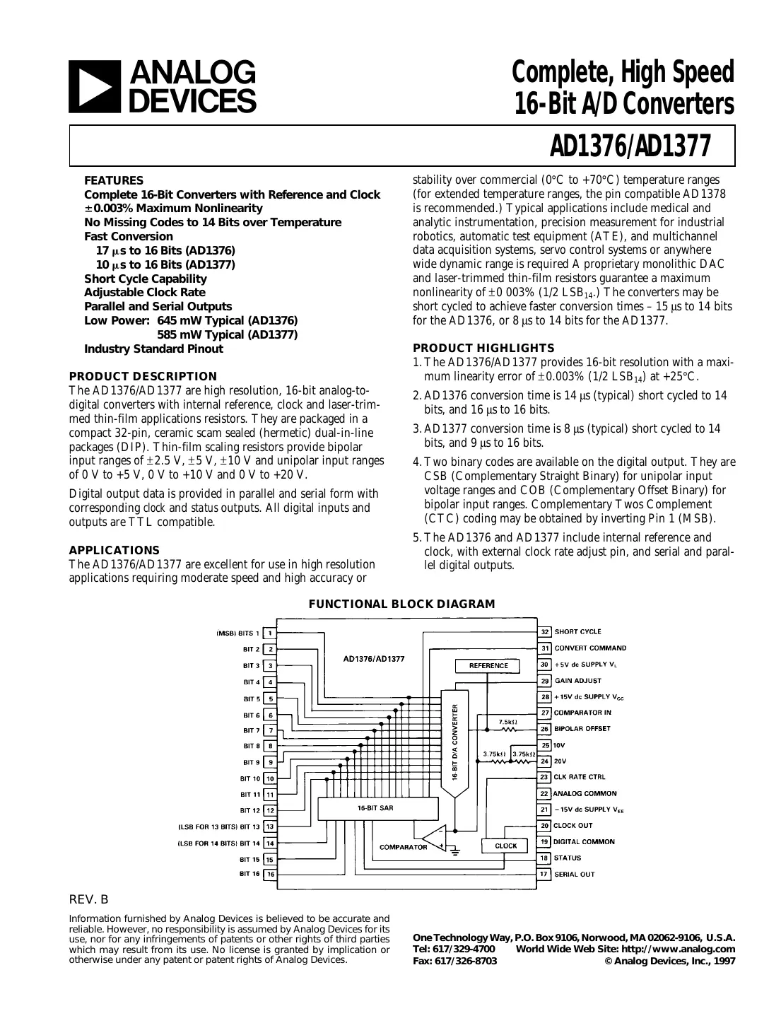 ad1376 Datasheet Page 1
