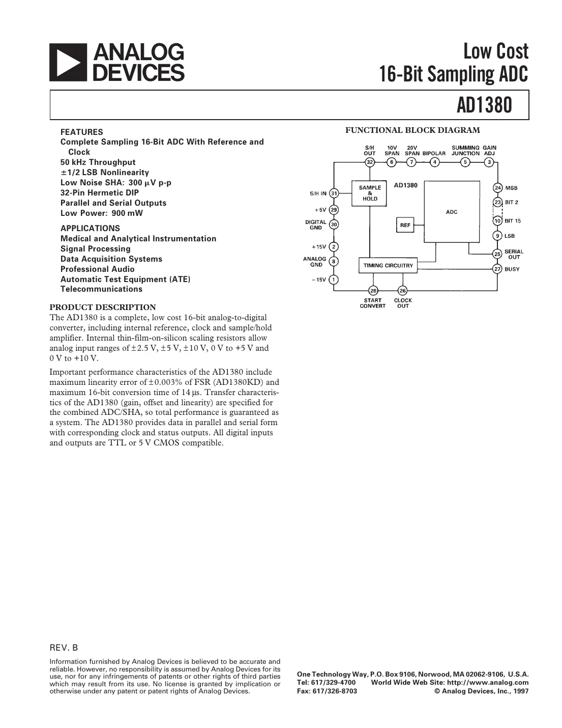 ad1380 Datasheet Page 1