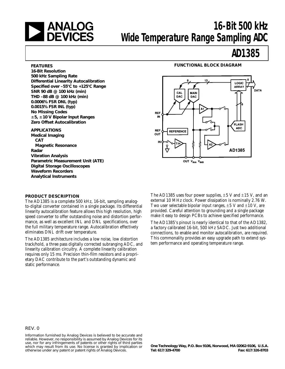 ad1385 Datasheet Page 1