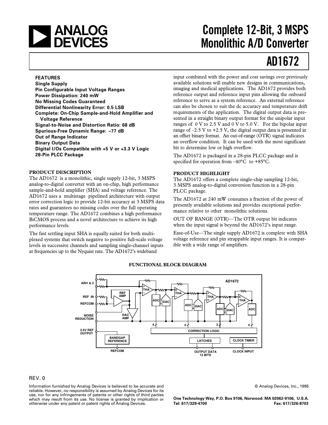 ad1672 Datasheet Page 1