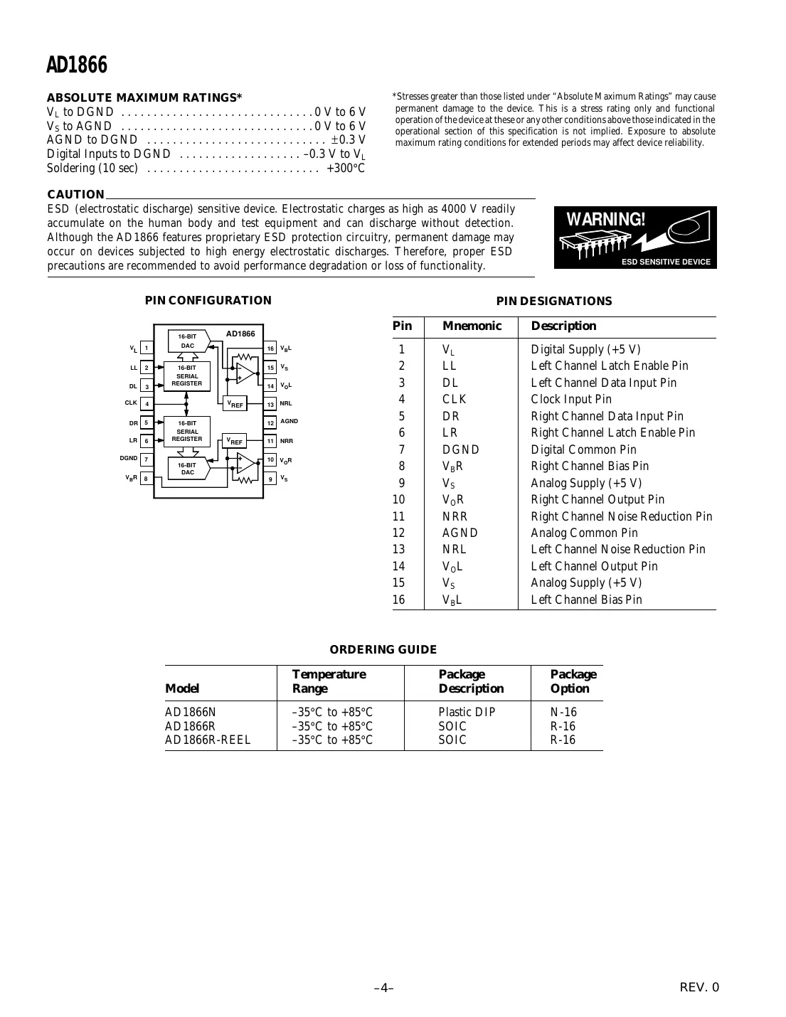 ad1866 Datasheet Page 4