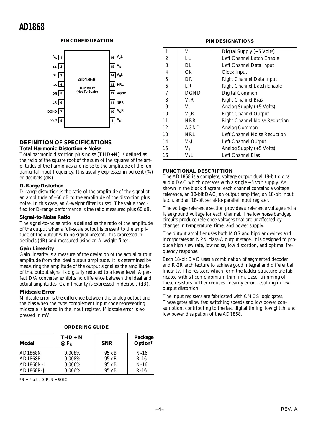 ad1868 Datasheet Page 4