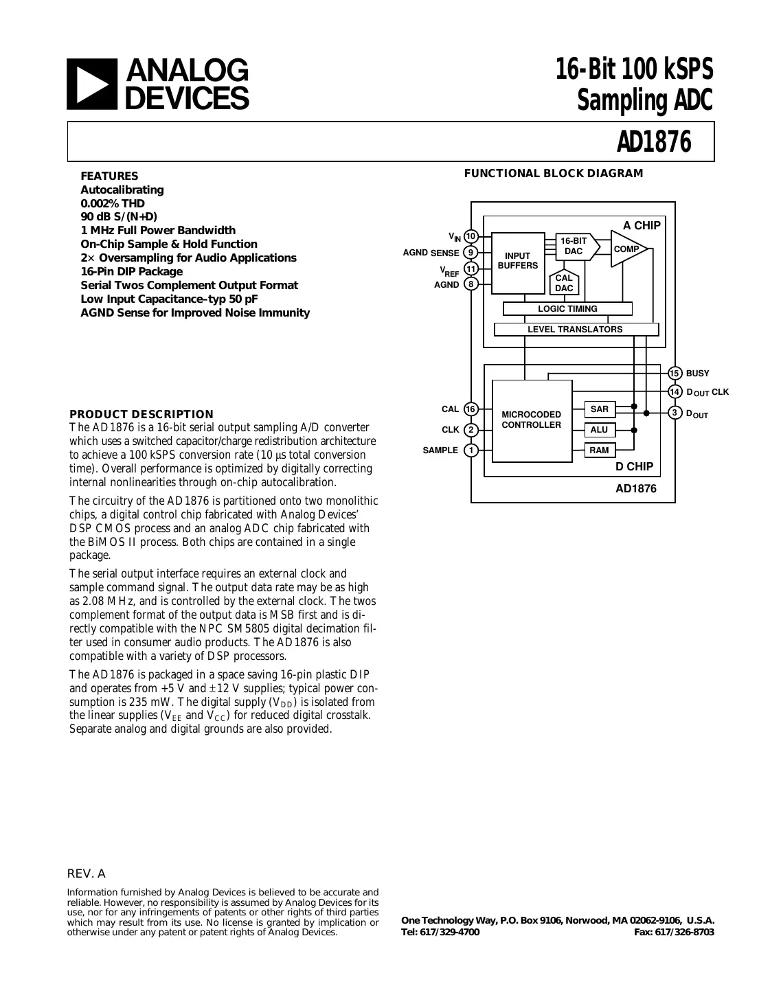 ad1876 Datasheet Page 1