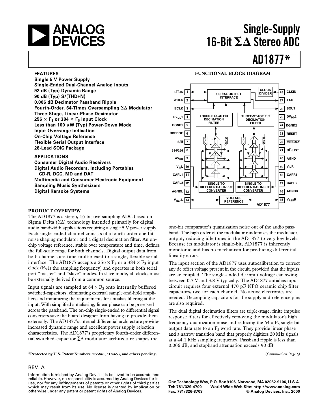 ad1877 Datasheet Page 1