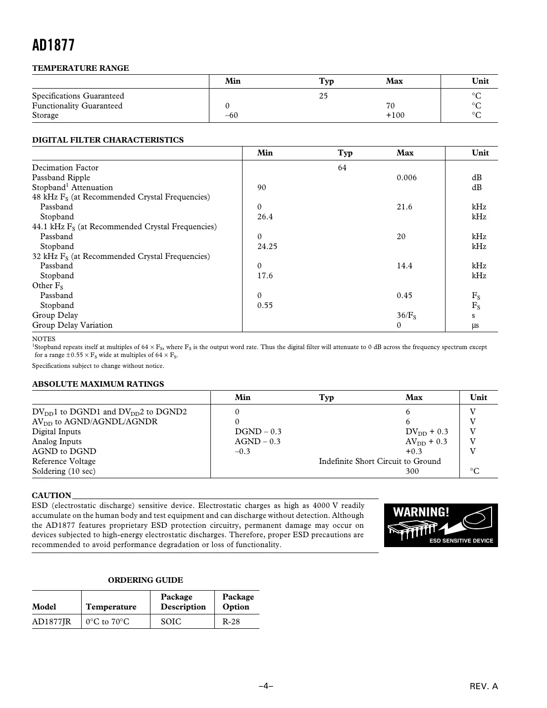 ad1877 Datasheet Page 4