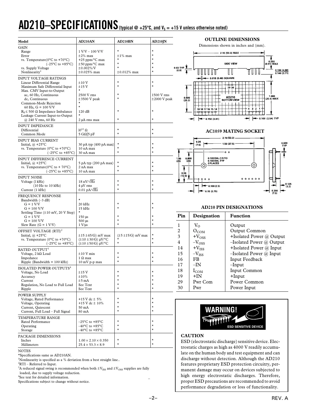ad210 Datasheet Page 2