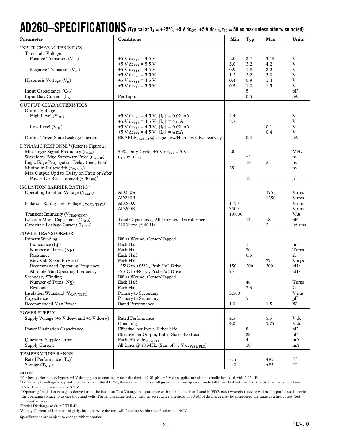 ad260 Datasheet Page 2
