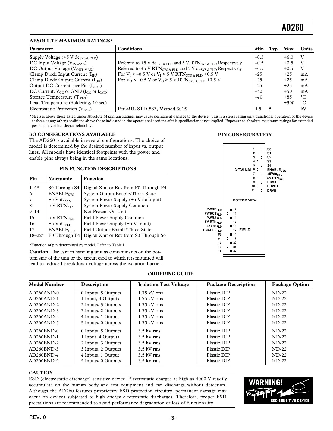 ad260 Datasheet Page 3