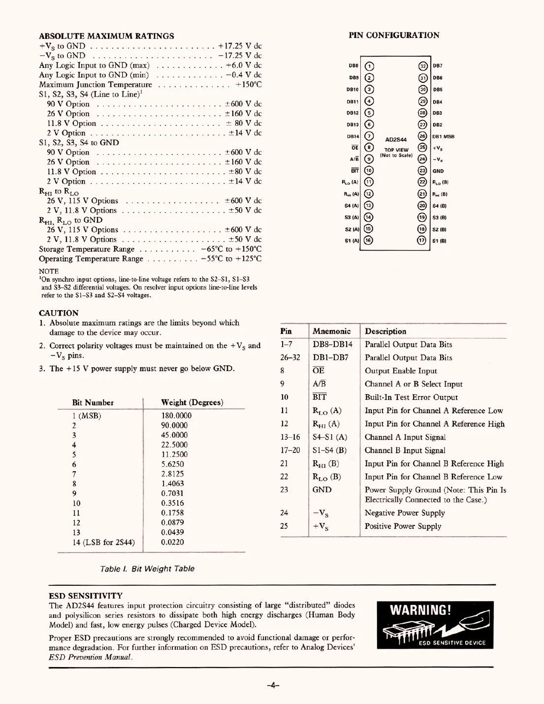 ad2s44 Datasheet Page 4