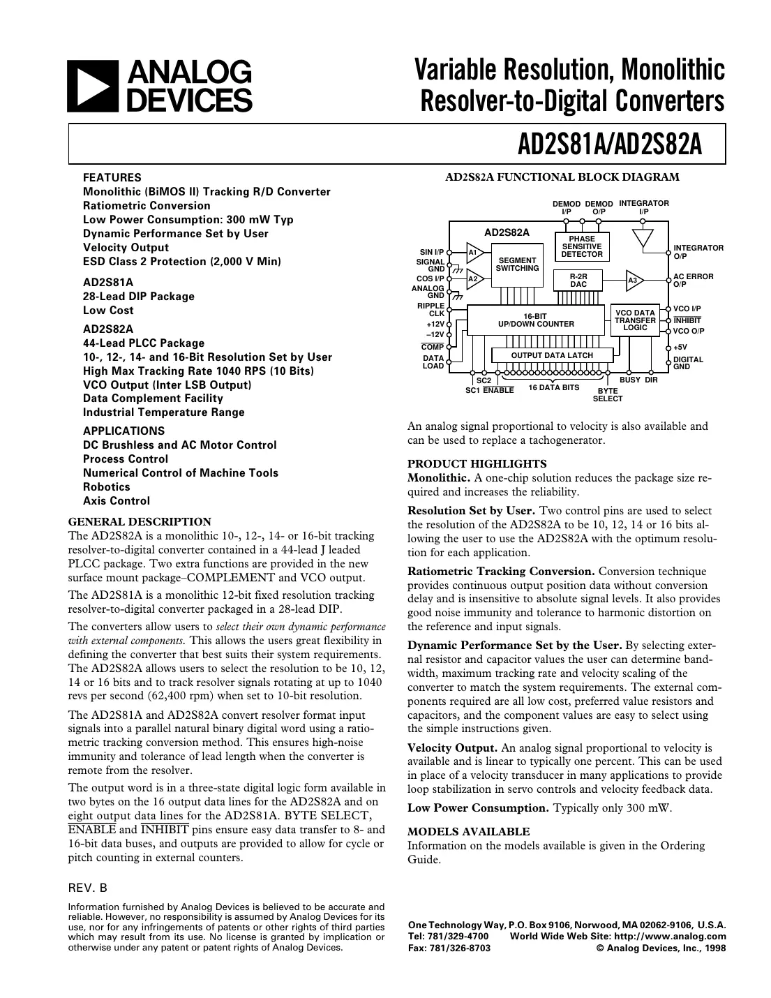 ad2s81a Datasheet Page 1