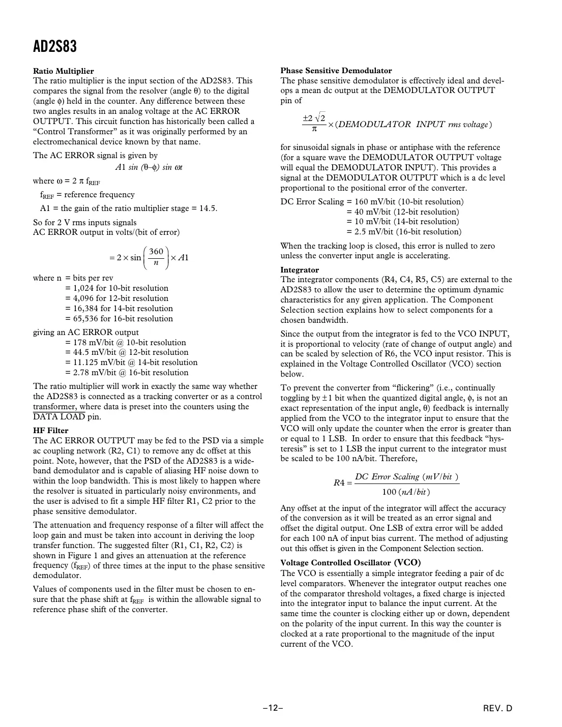 ad2s83 Datasheet Page 12