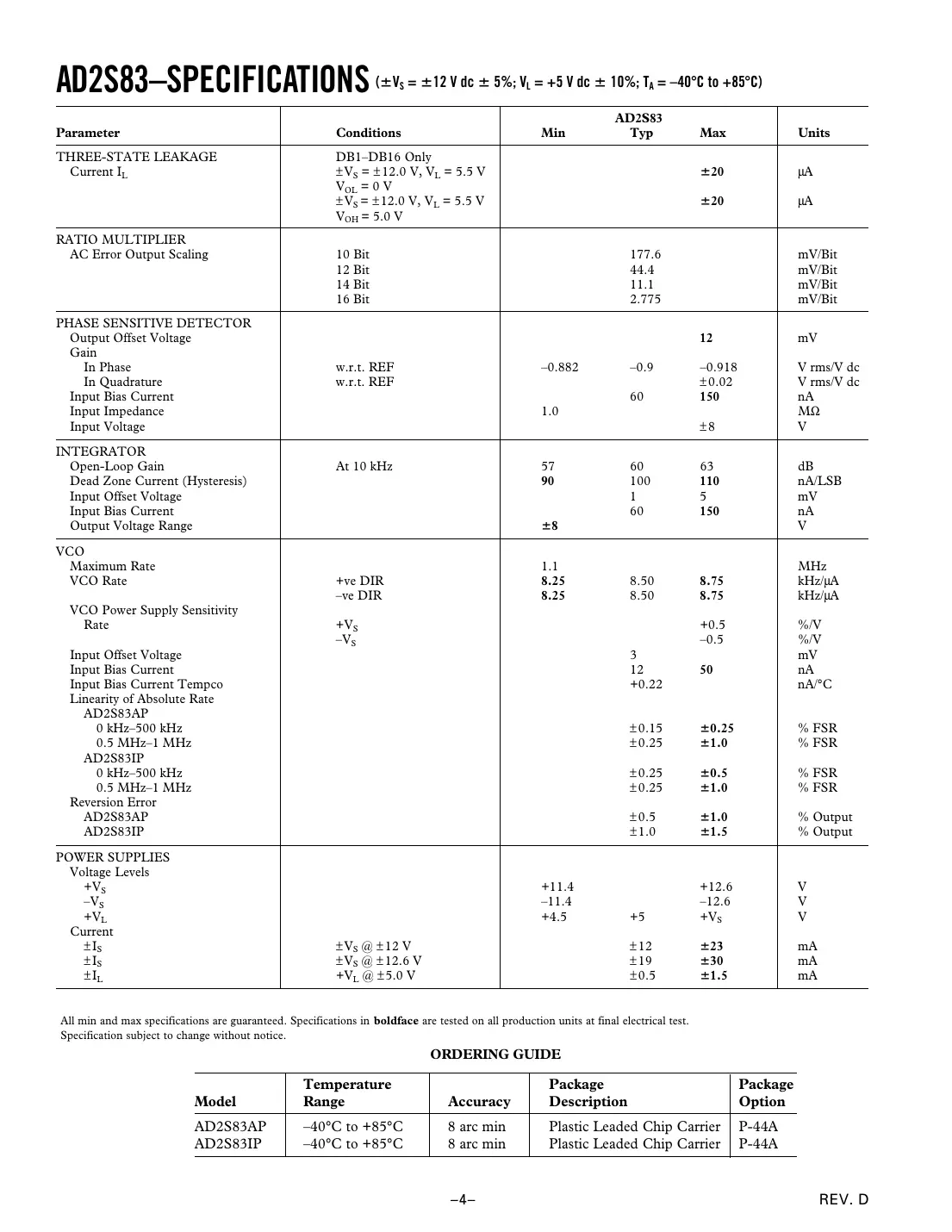ad2s83 Datasheet Page 4