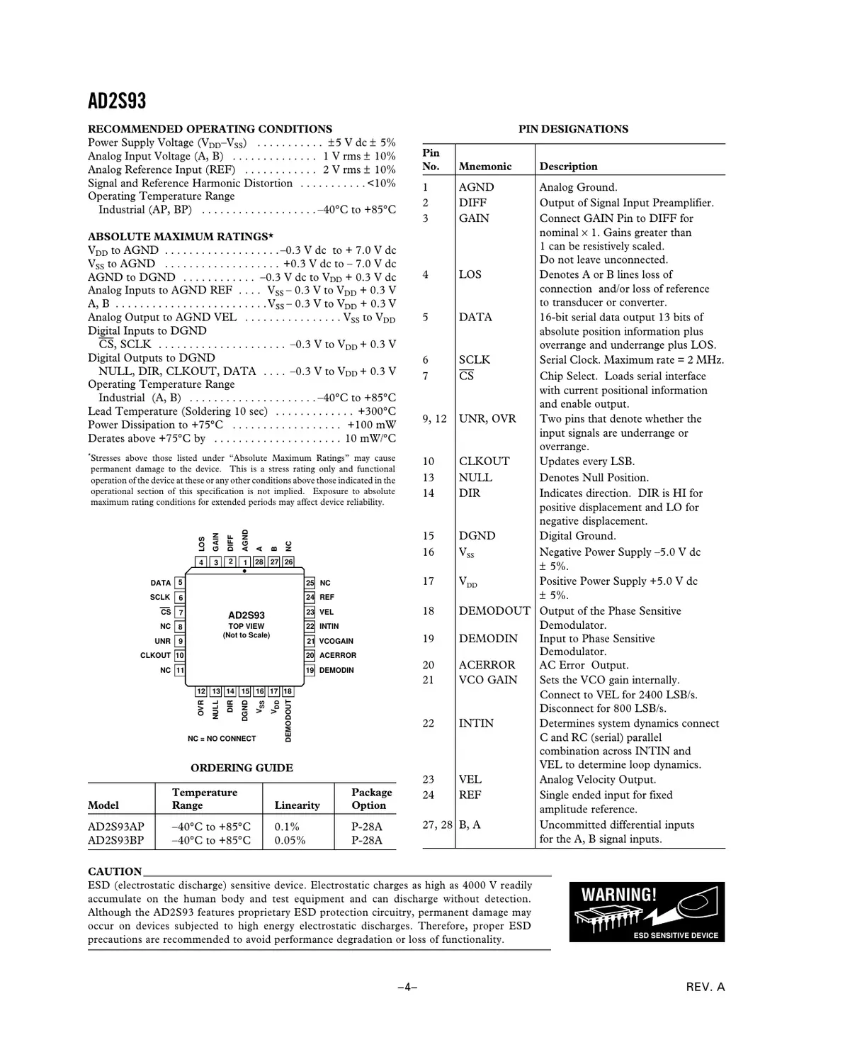 ad2s93 Datasheet Page 4