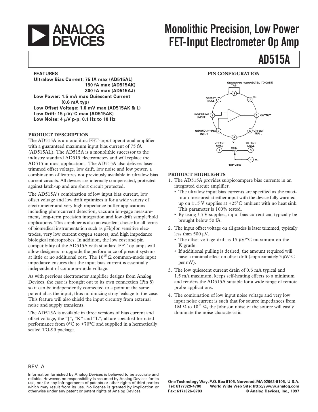 ad515a Datasheet Page 1
