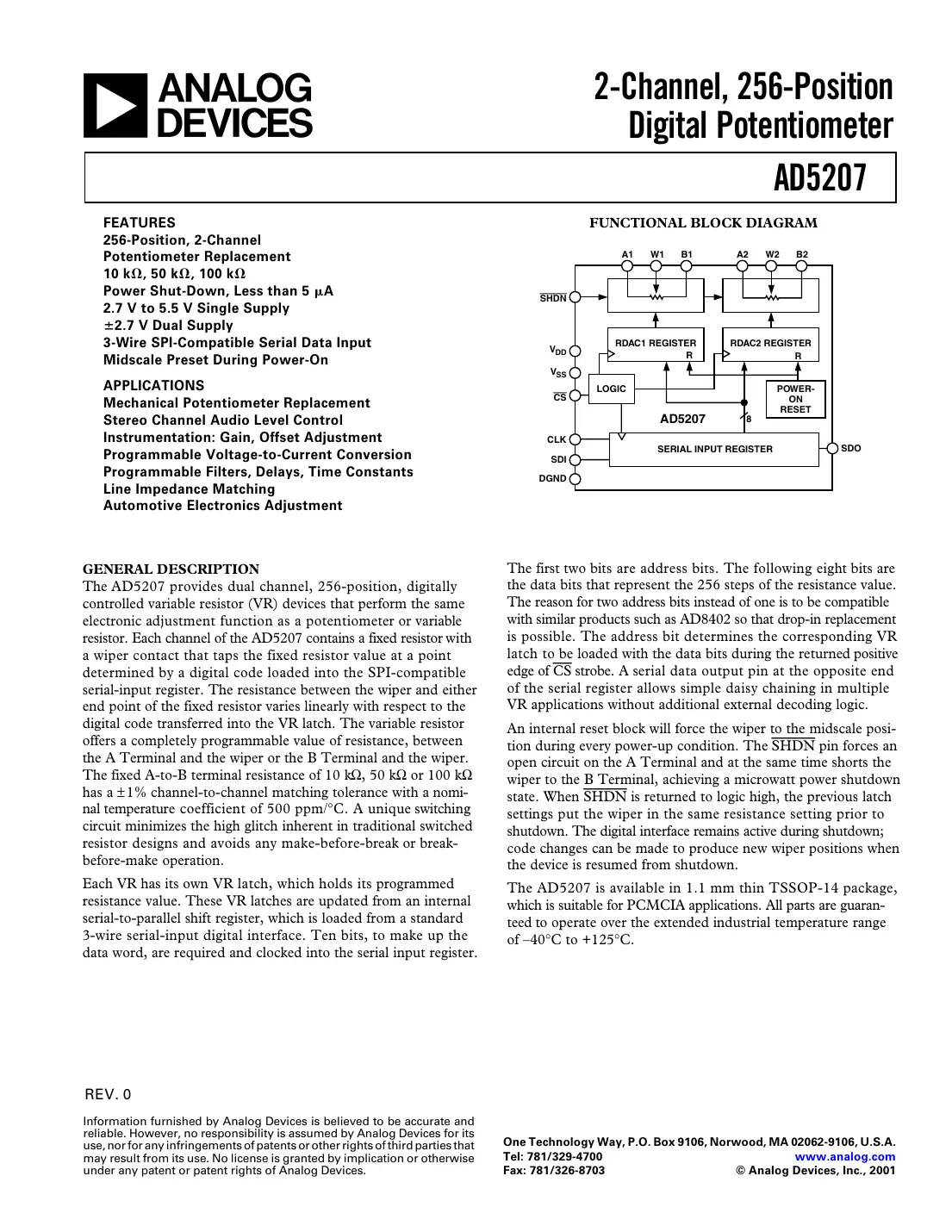 ad5207 Datasheet Page 1