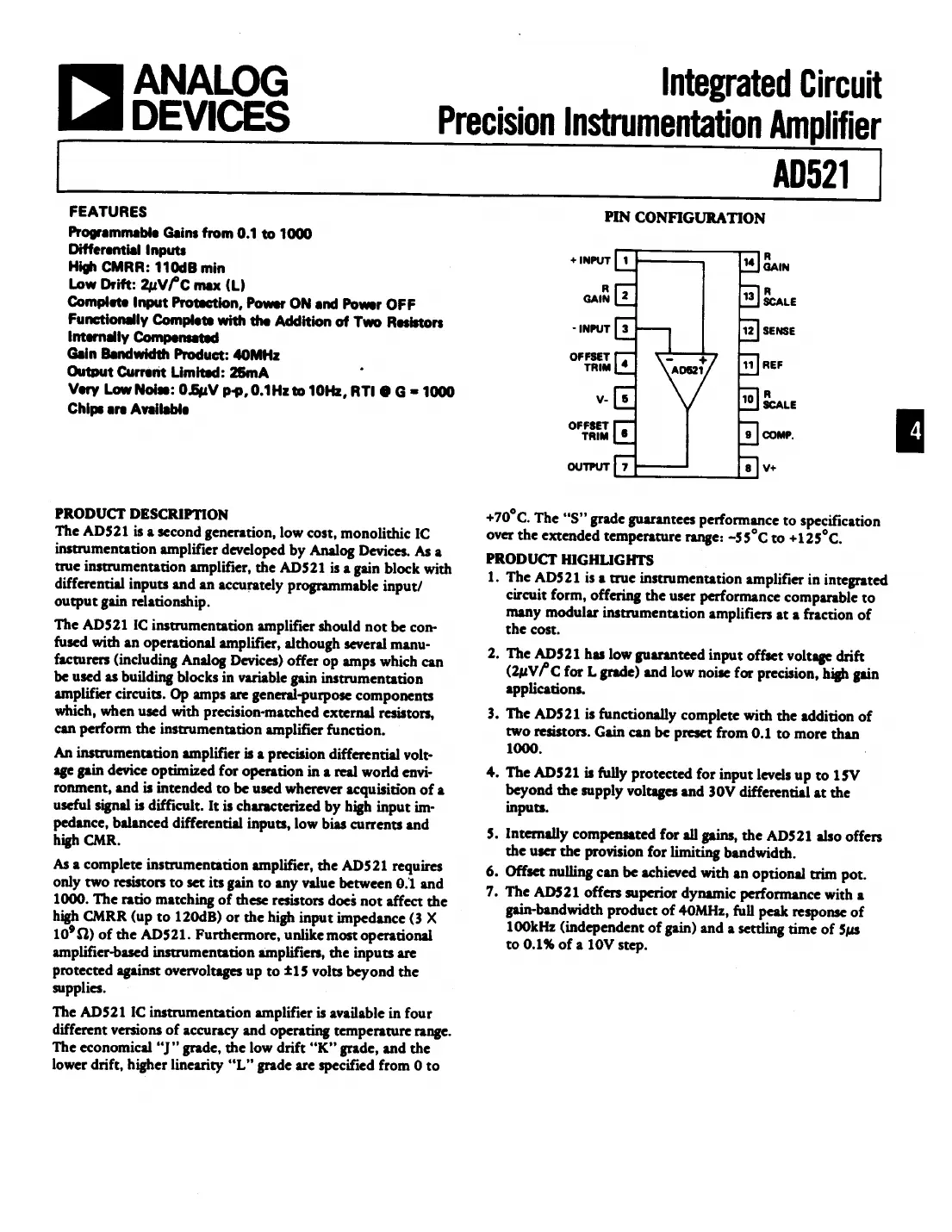 ad521 Datasheet Page 1