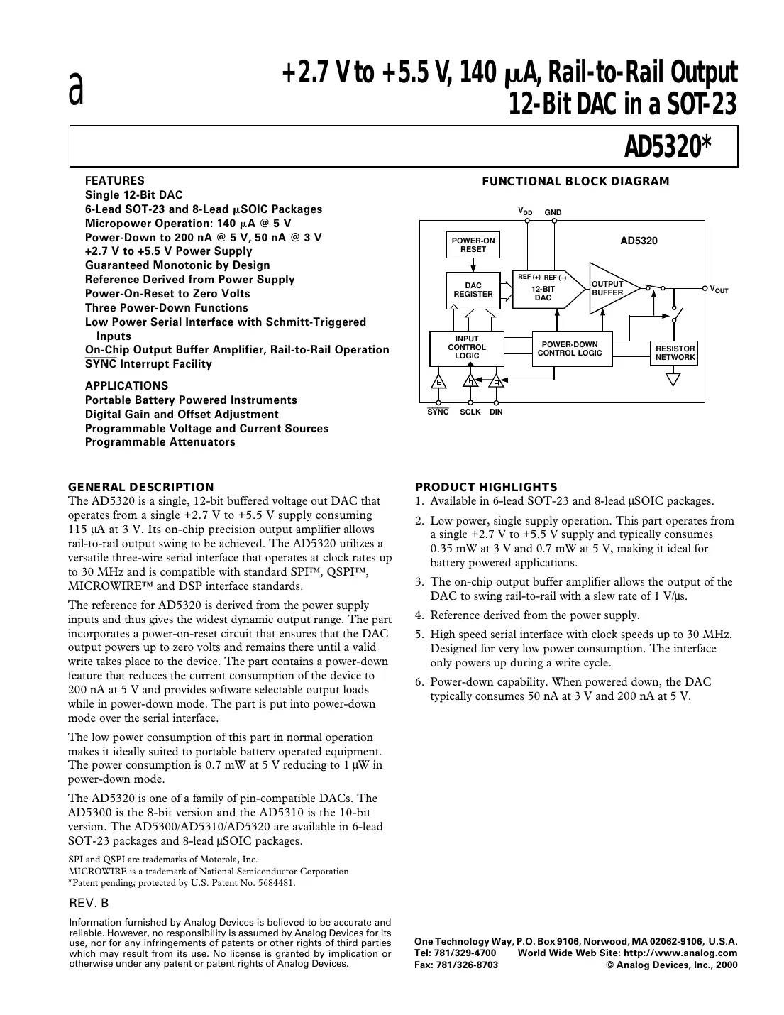 ad5320 Datasheet Page 1