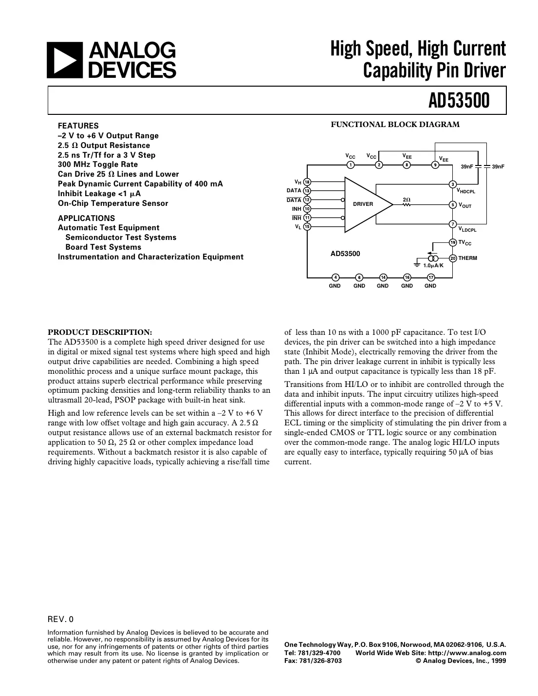 ad53500 Datasheet Page 1