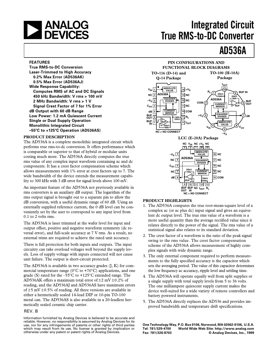 ad536a Datasheet Page 1