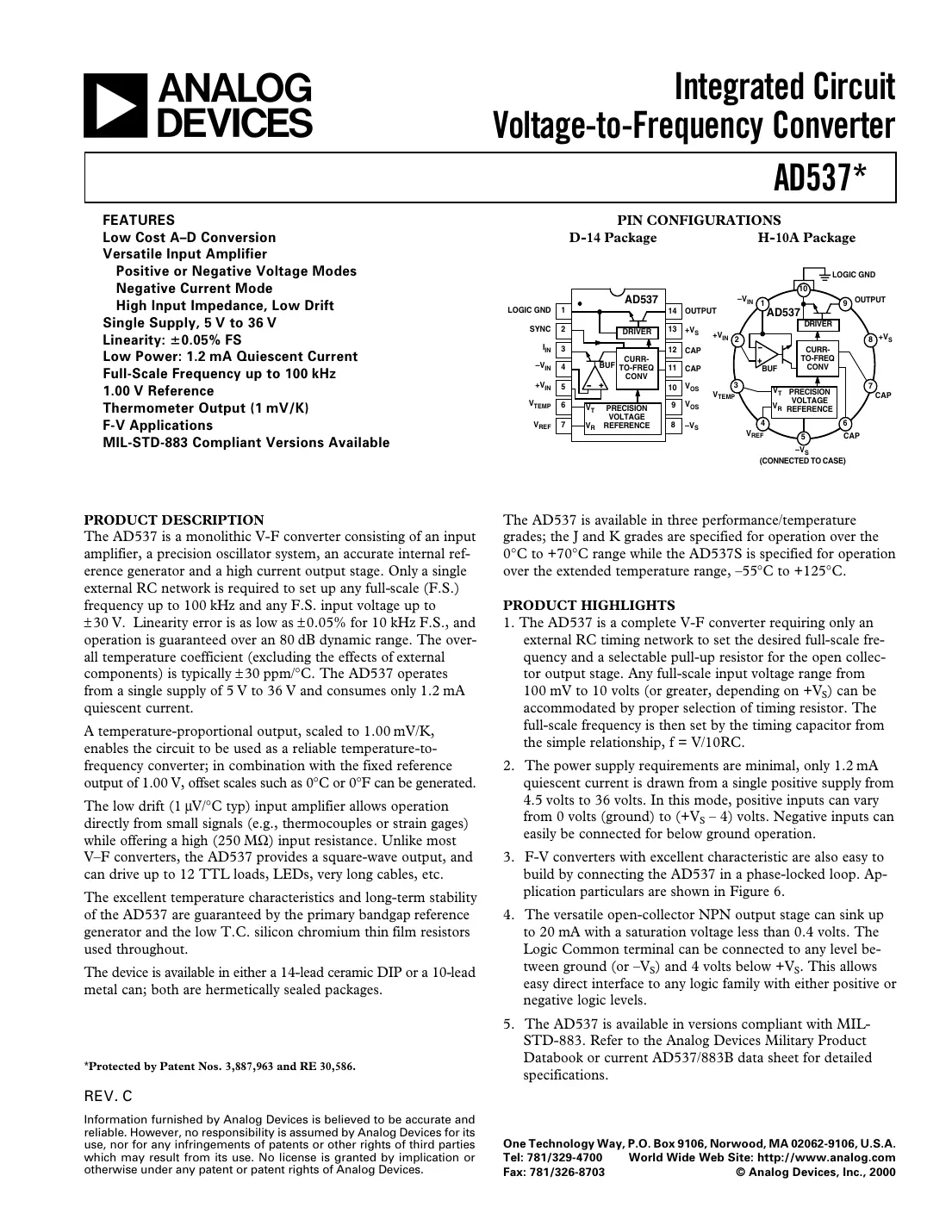 ad537 Datasheet Page 1
