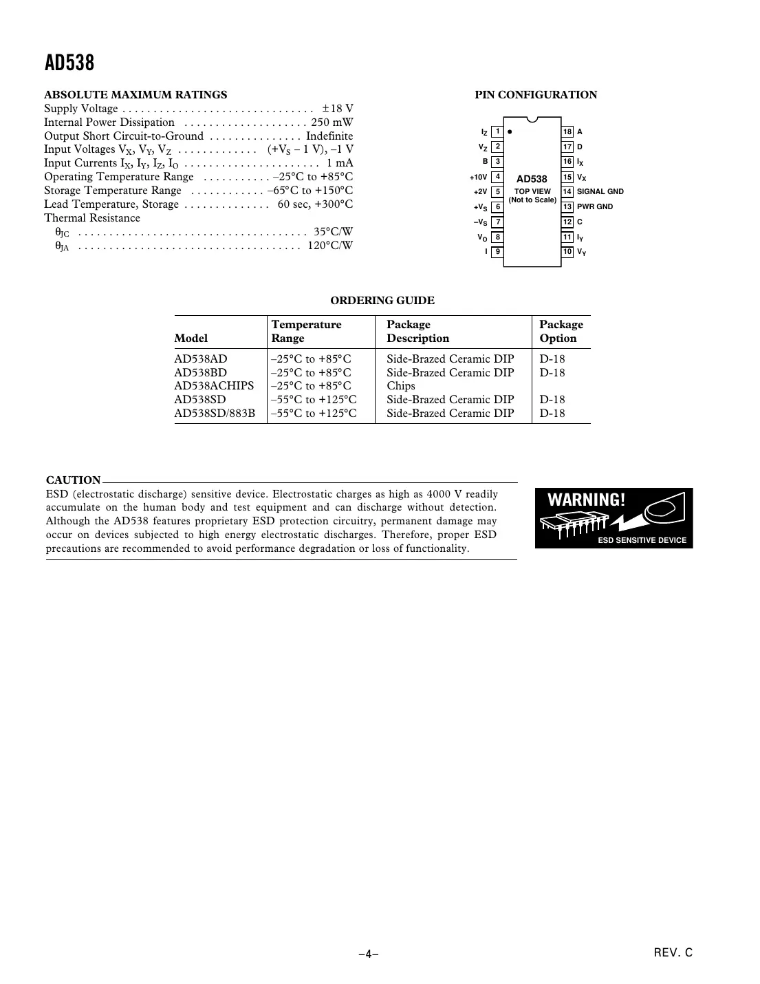 ad538 Datasheet Page 4