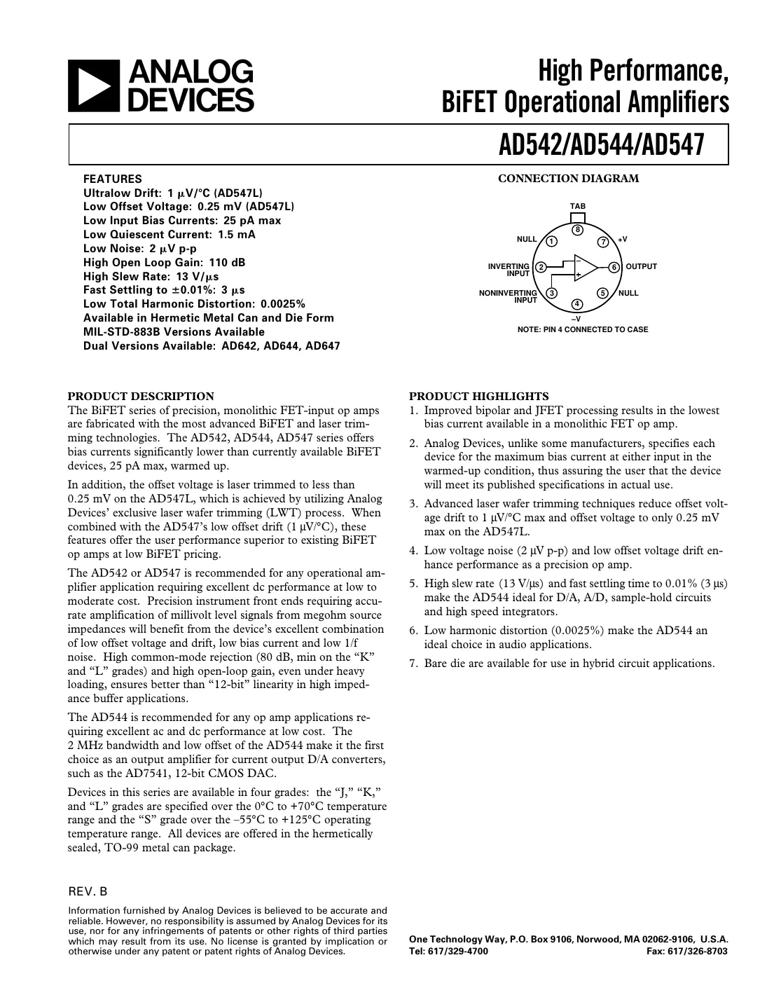 ad542 Datasheet Page 1