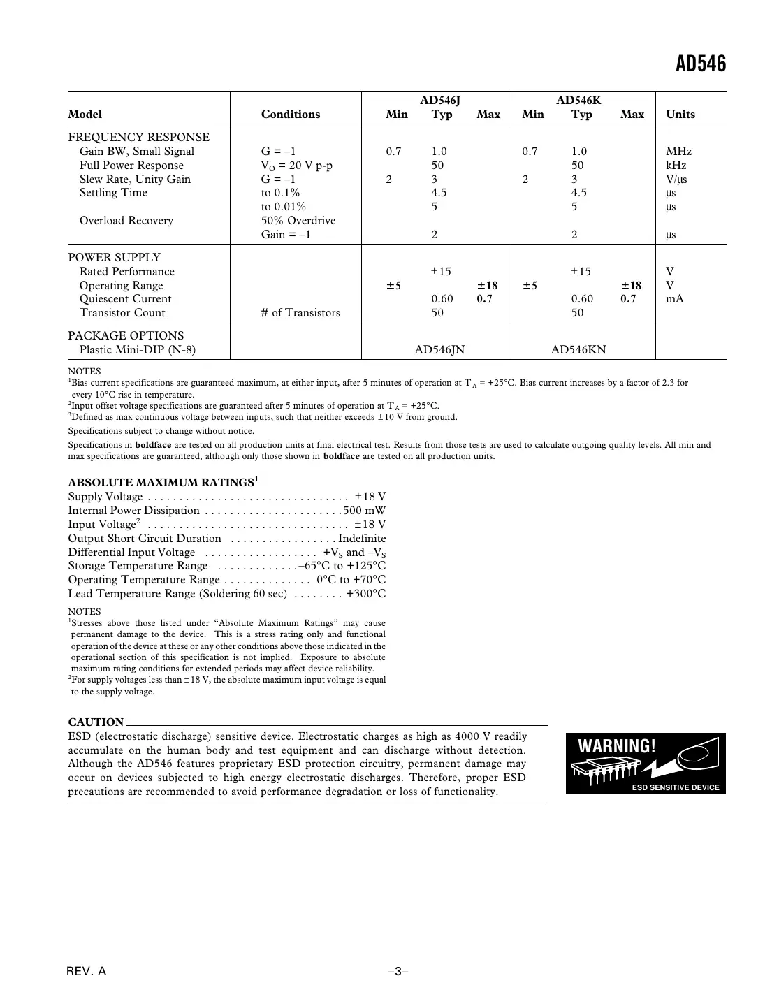 ad546 Datasheet Page 3