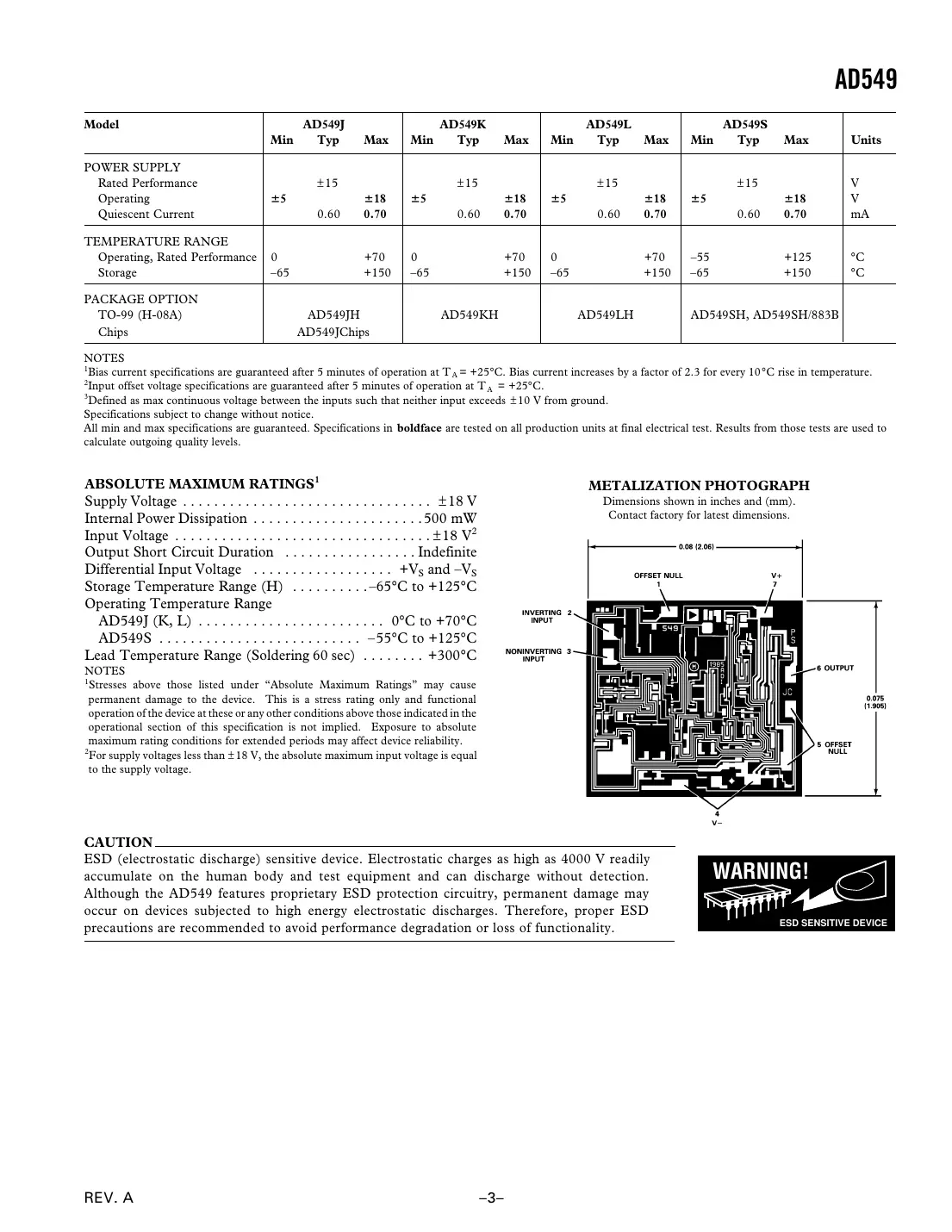 ad549 Datasheet Page 3