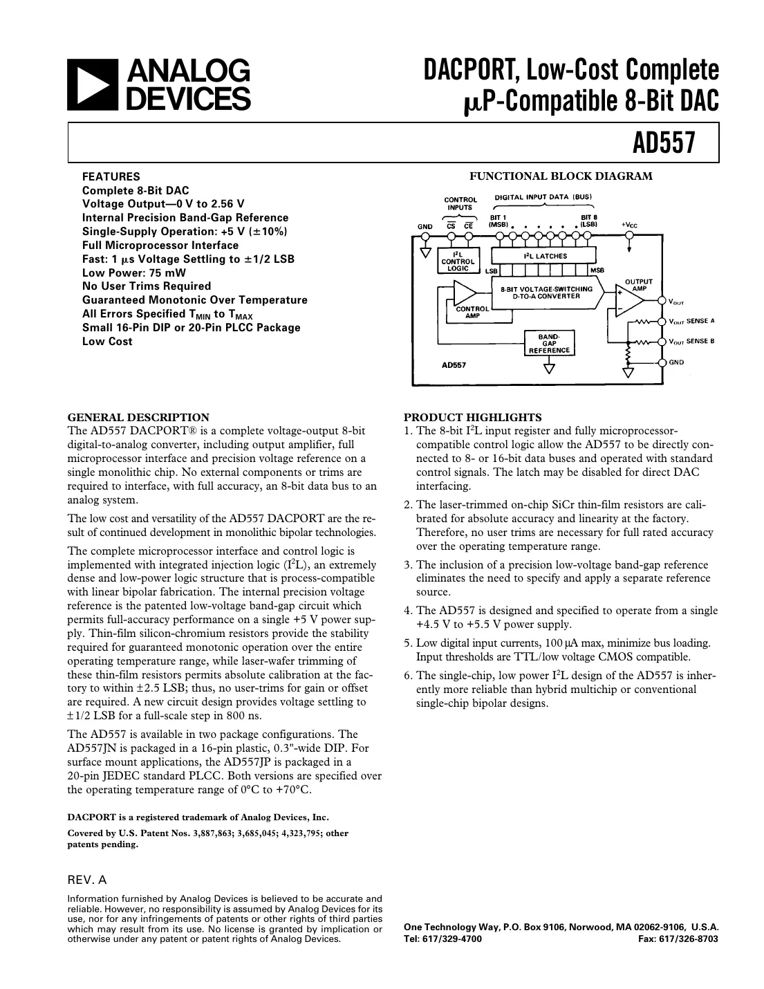 ad557 Datasheet Page 1