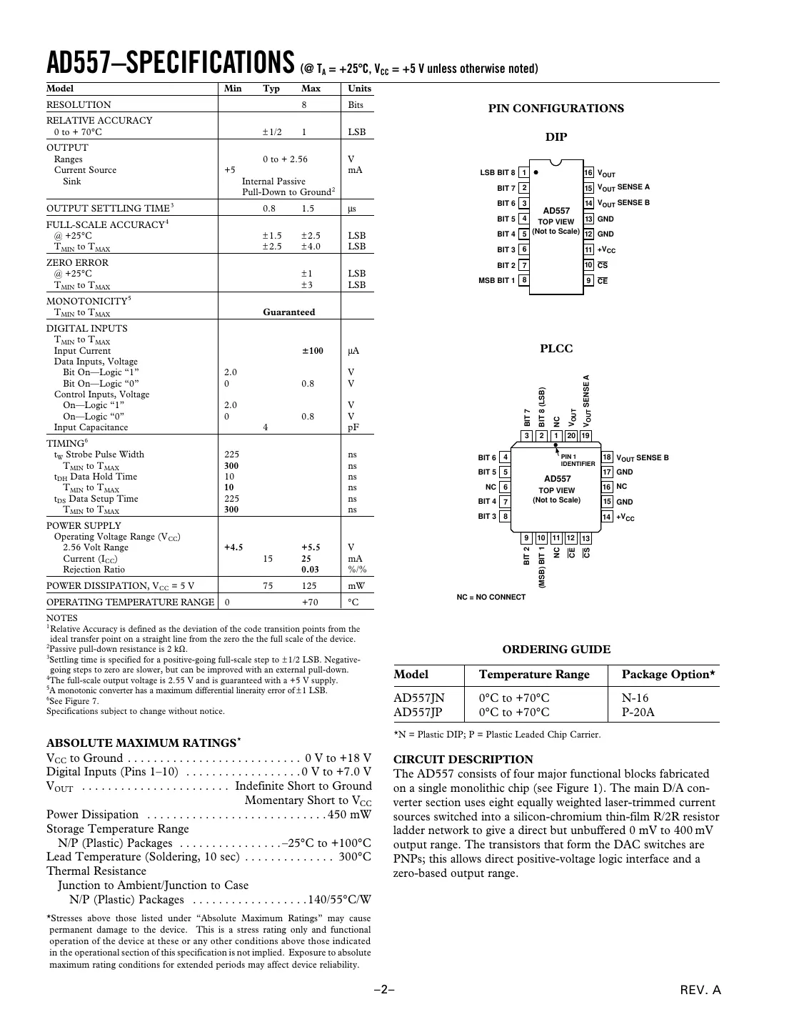 ad557 Datasheet Page 2