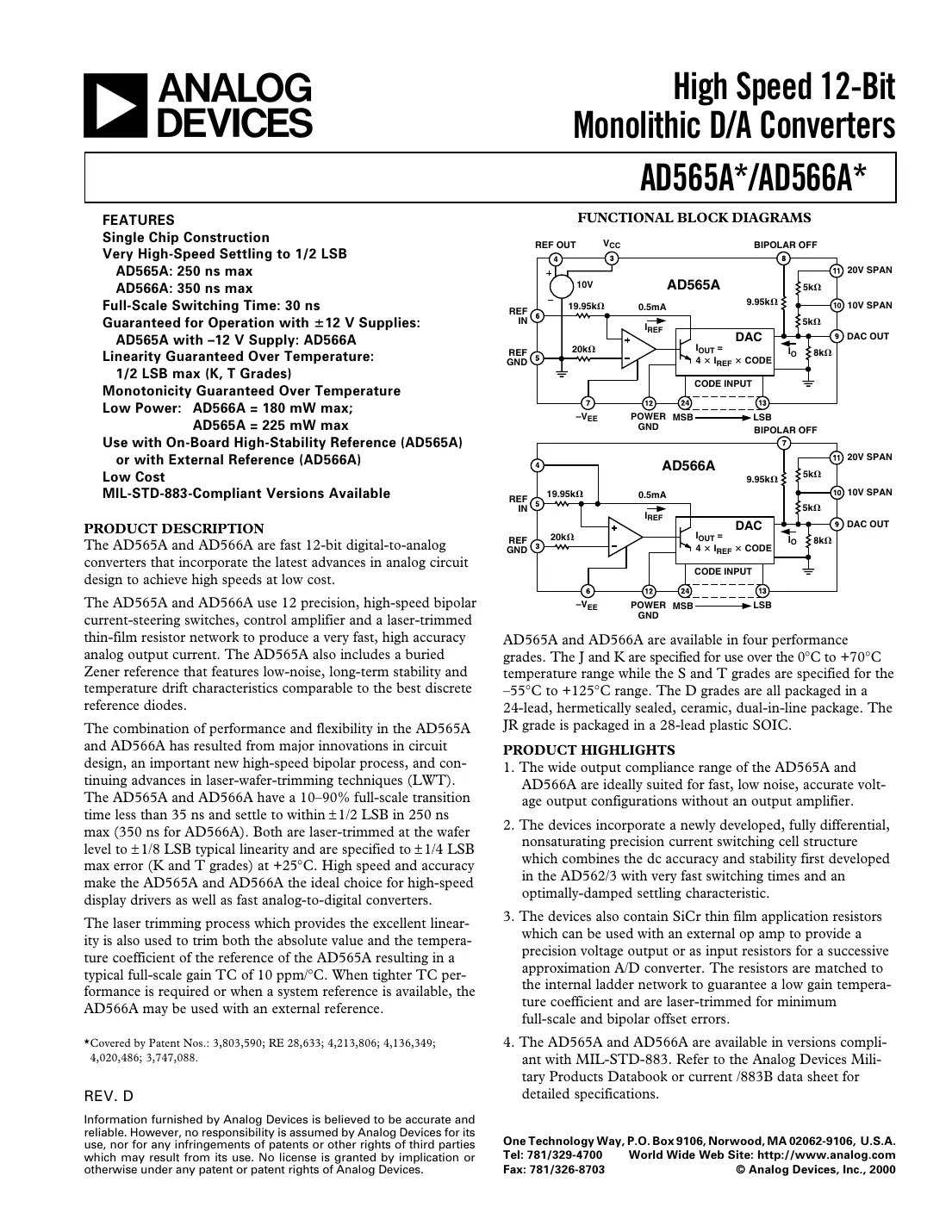 ad565a Datasheet Page 1
