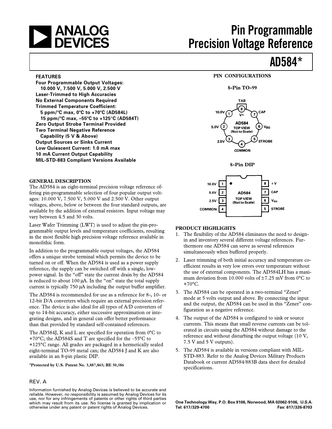 ad584 Datasheet Page 1