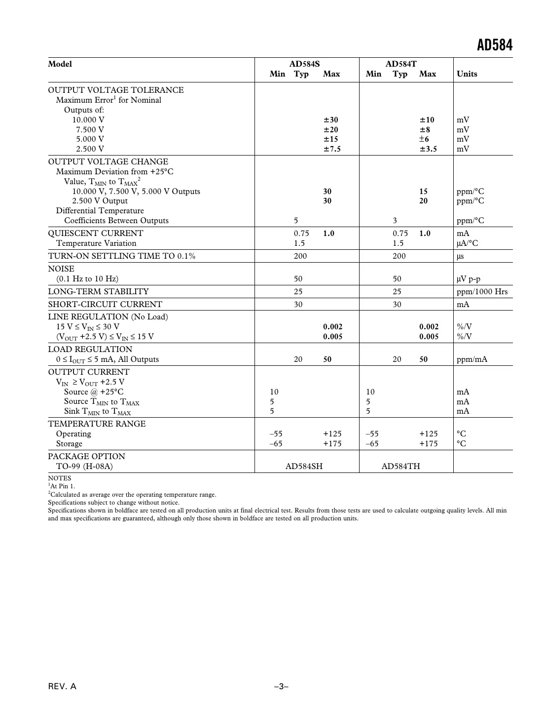 ad584 Datasheet Page 3