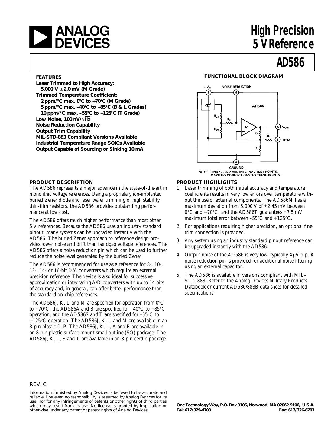 ad586 Datasheet Page 1