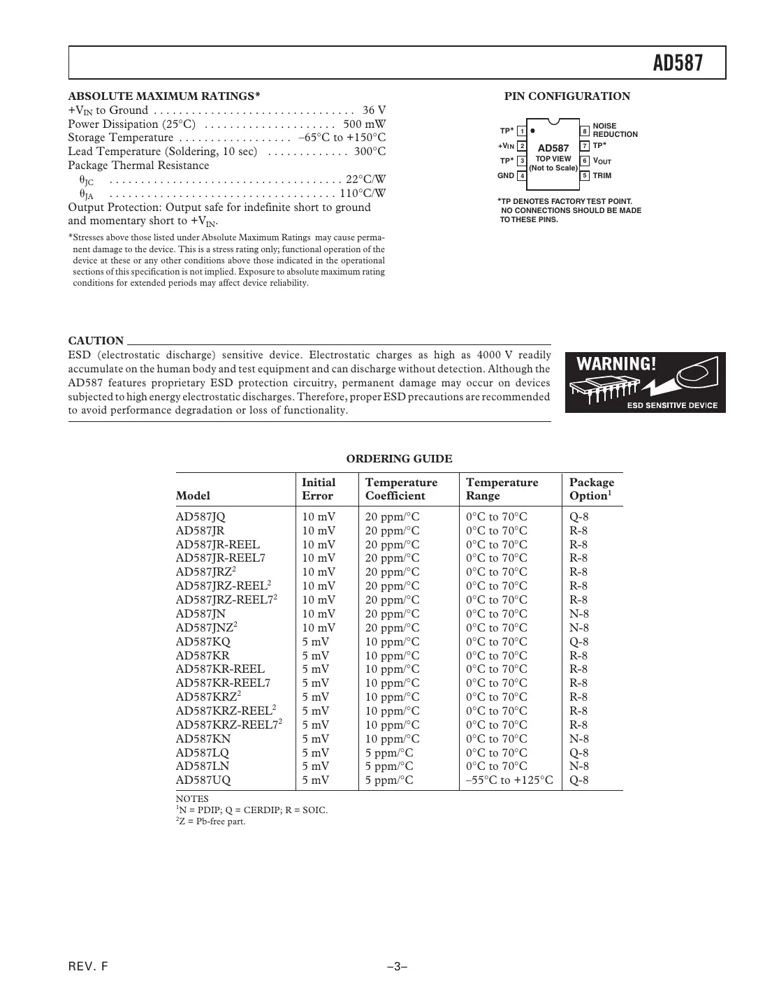 ad587 Datasheet Page 3