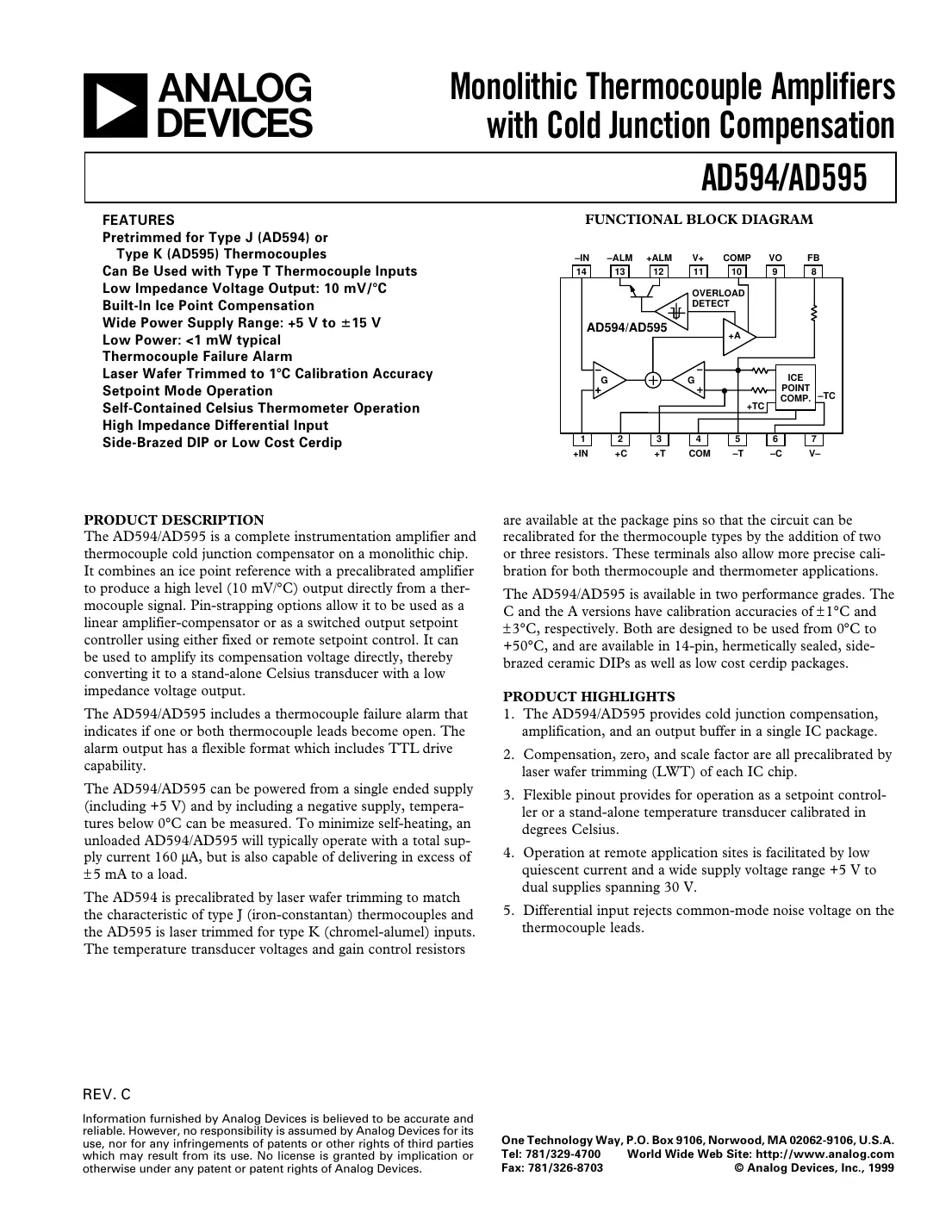 ad594 Datasheet Page 1