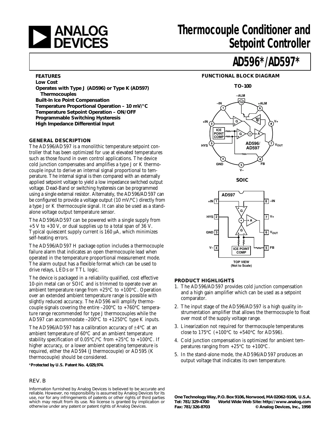 ad596 Datasheet Page 1