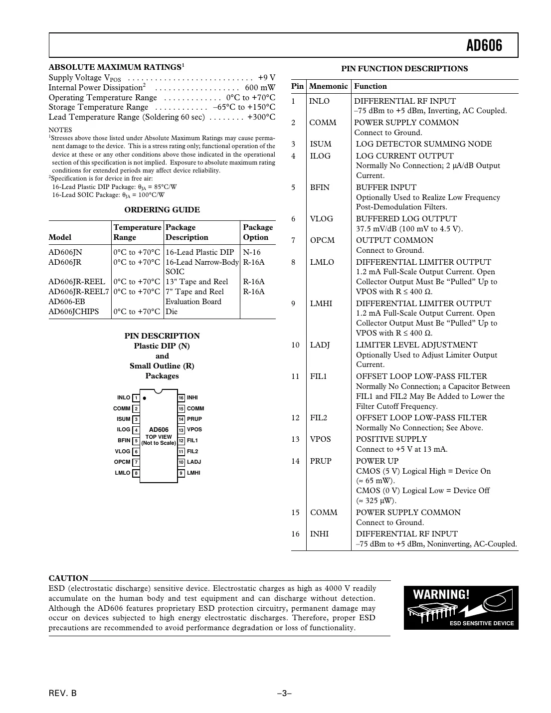 ad606 Datasheet Page 3