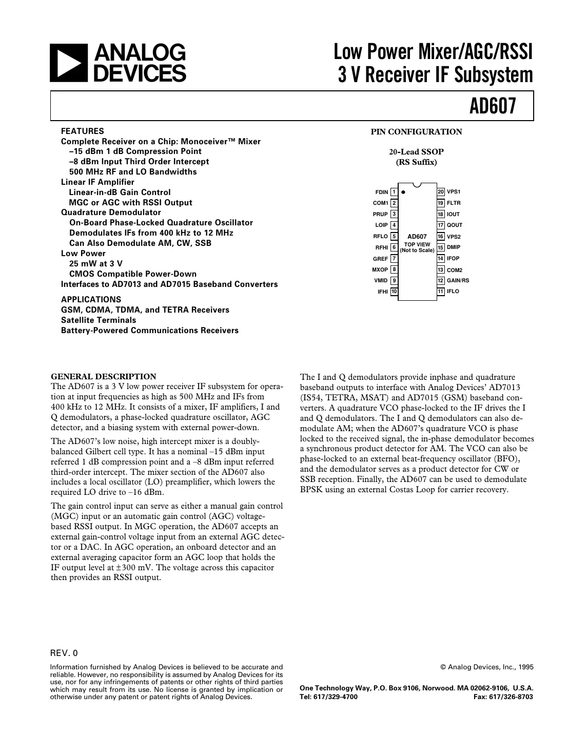 ad607 Datasheet Page 1