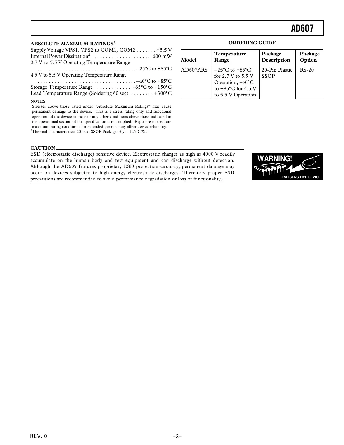 ad607 Datasheet Page 3