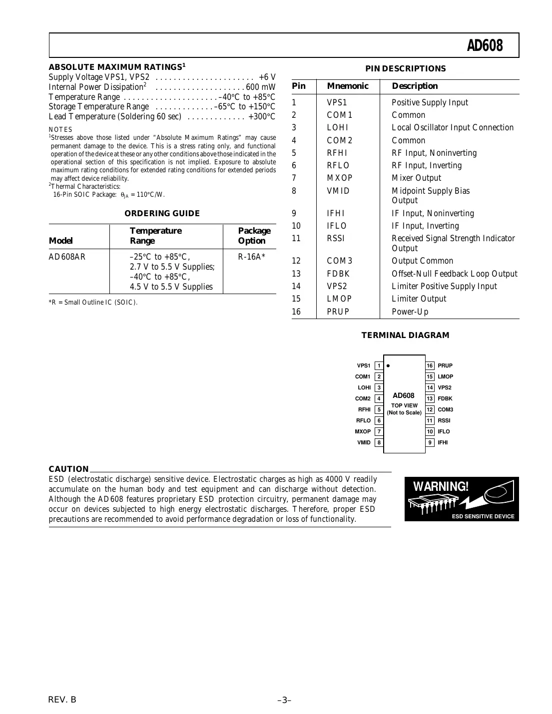 ad608 Datasheet Page 3