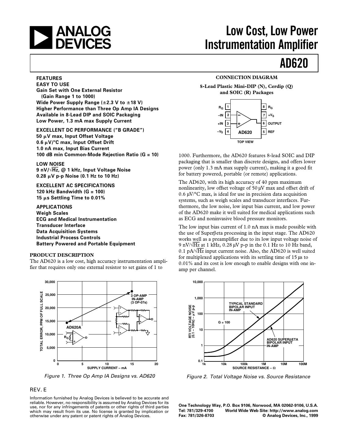 ad620 Datasheet Page 1