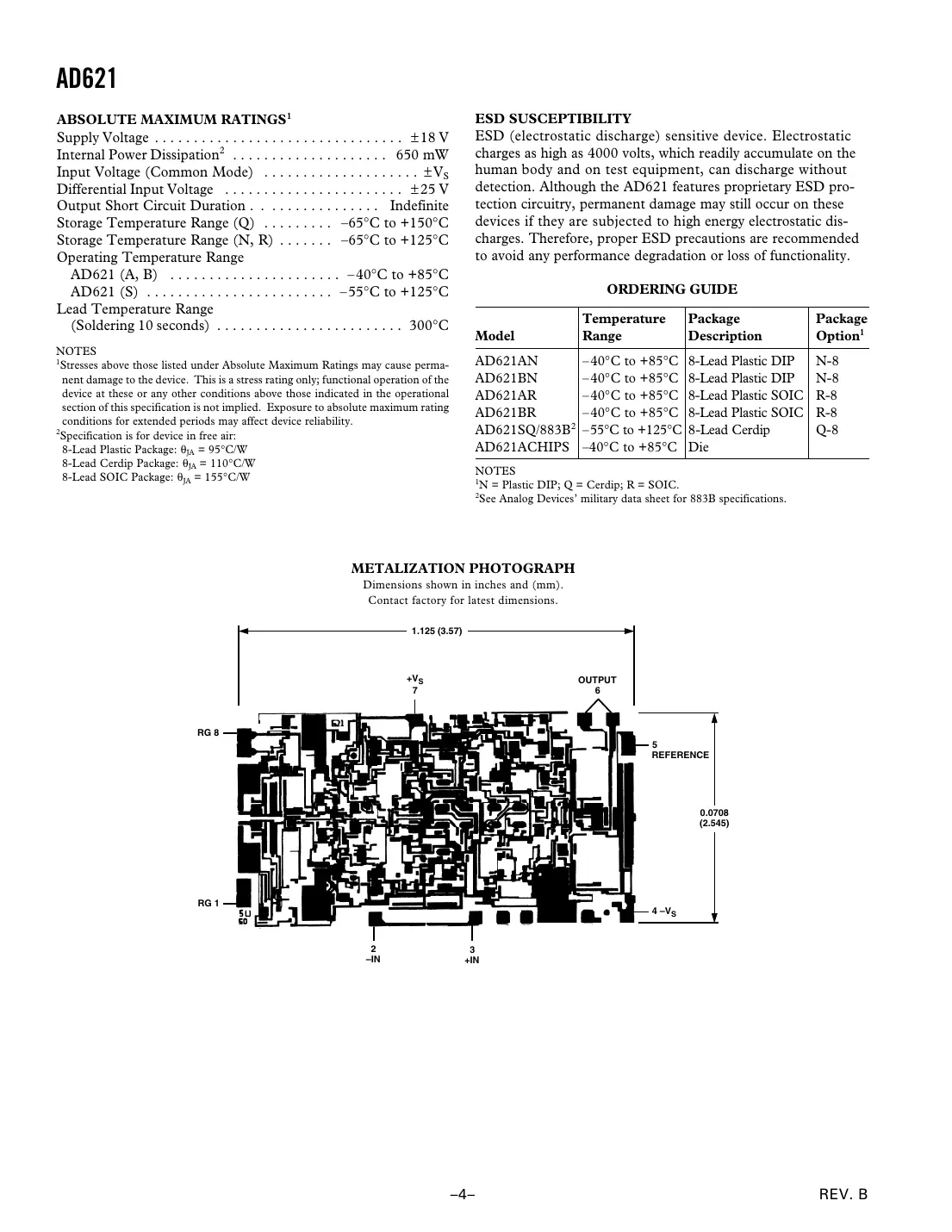 ad621 Datasheet Page 4