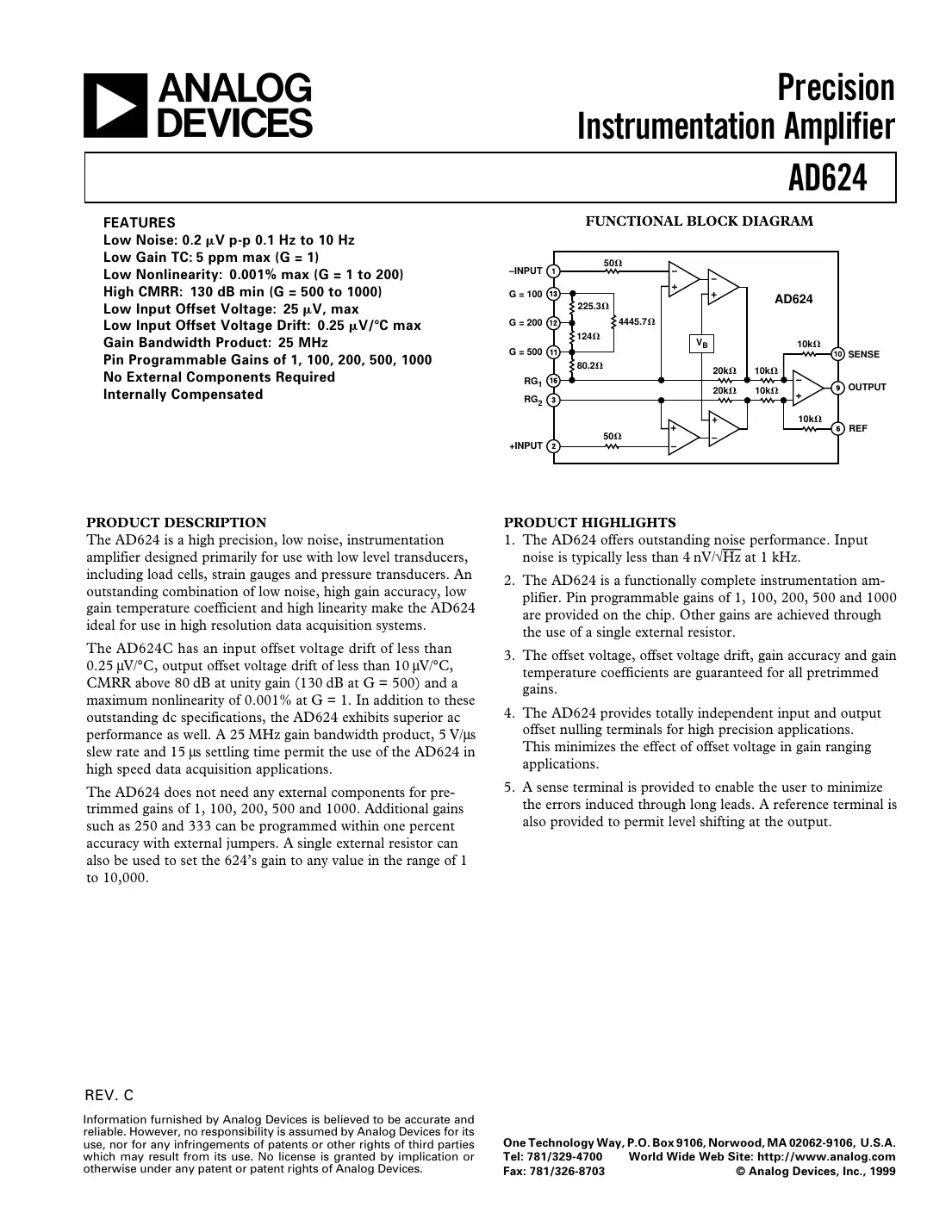 ad624 Datasheet Page 1