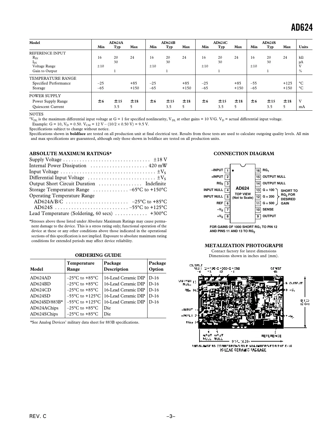 ad624 Datasheet Page 3