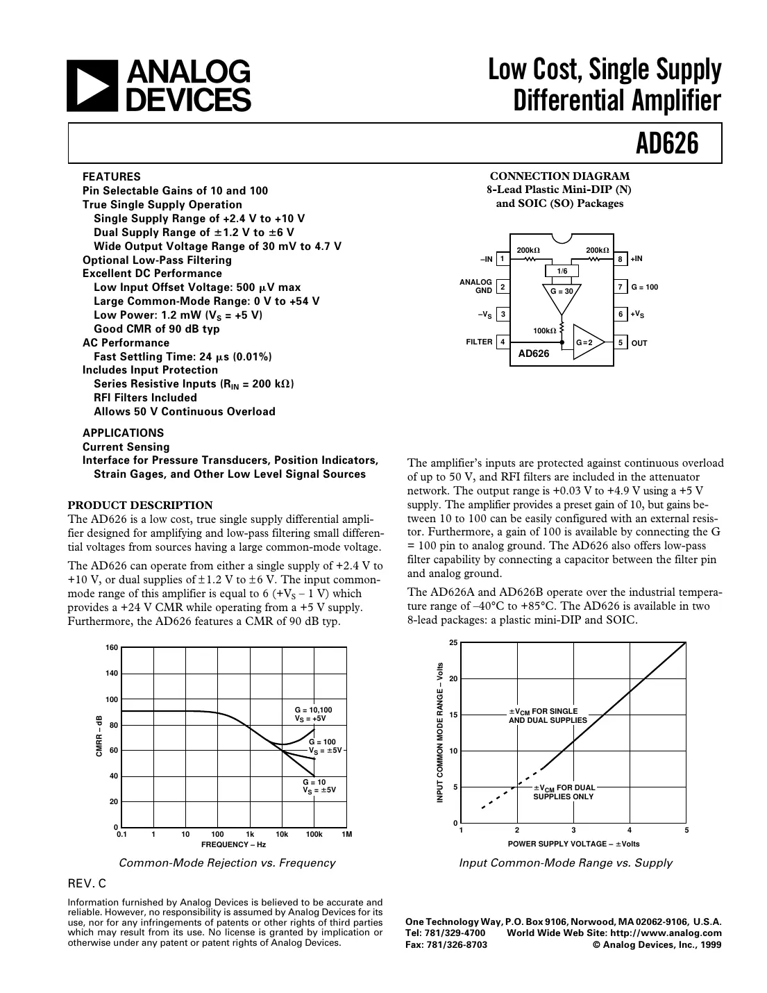ad626 Datasheet Page 1
