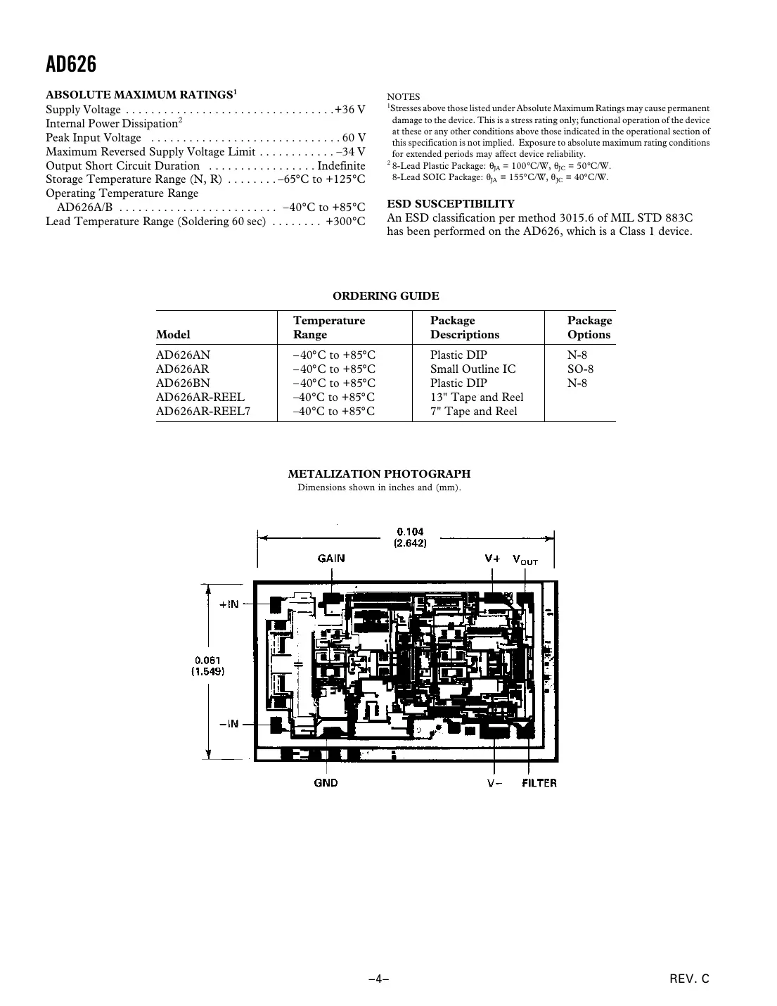 ad626 Datasheet Page 4