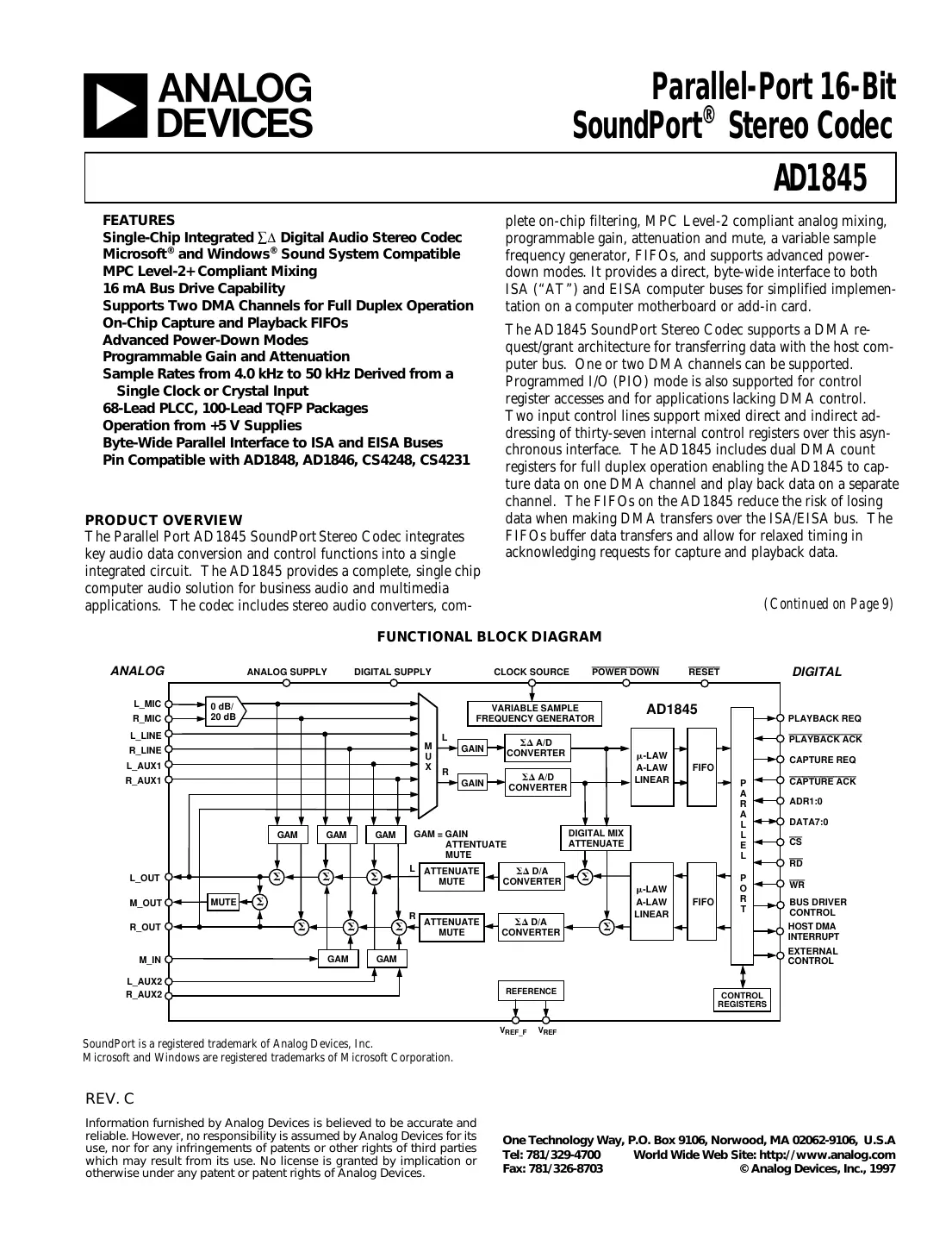 ad1845 Datasheet Page 1