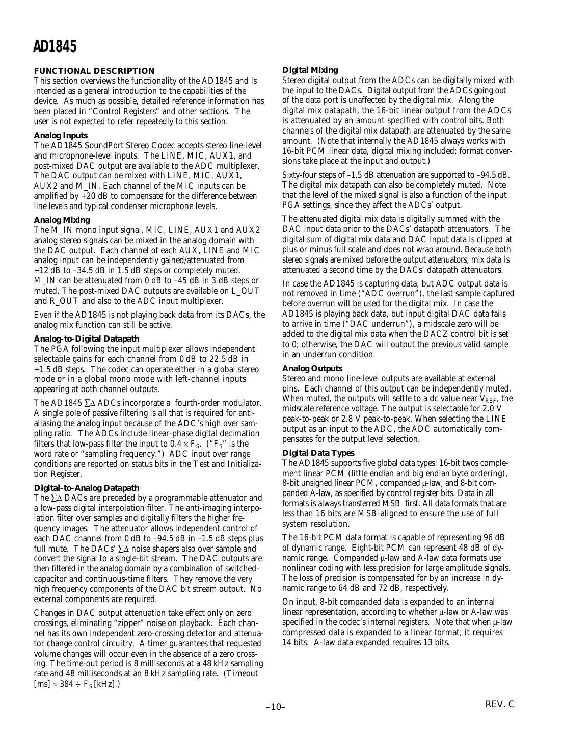 ad1845 Datasheet Page 10